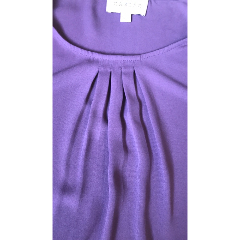 Anthropologie Sabine Sz Small Purple Pleated Blouse Purple Lace Sleeves - Picture 3 of 4